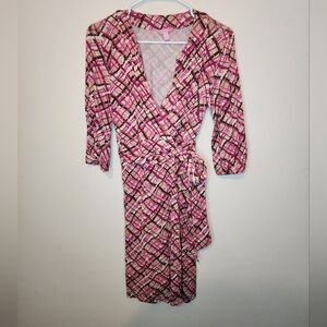 Pink Plaid Wrap Dress